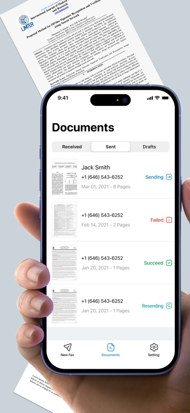 Smart Fax: Document history and delivery statuses