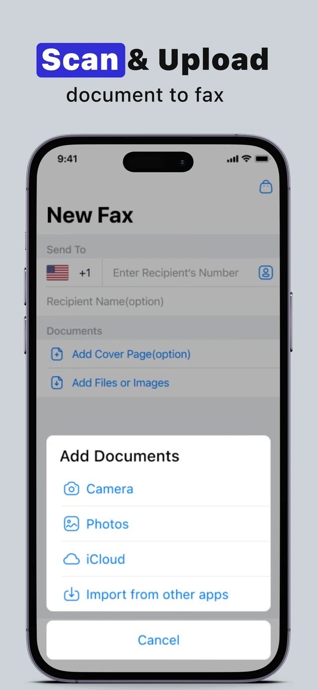 Smart Fax: Scan and upload a document